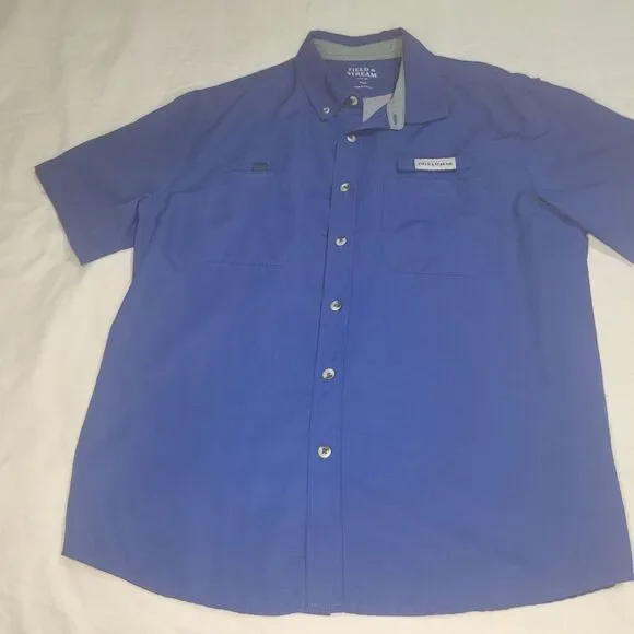 Field & Stream Shirt Mens Med Blue Short Sleeve Button Up Fishing Camping EUC - Picture 7 of 7